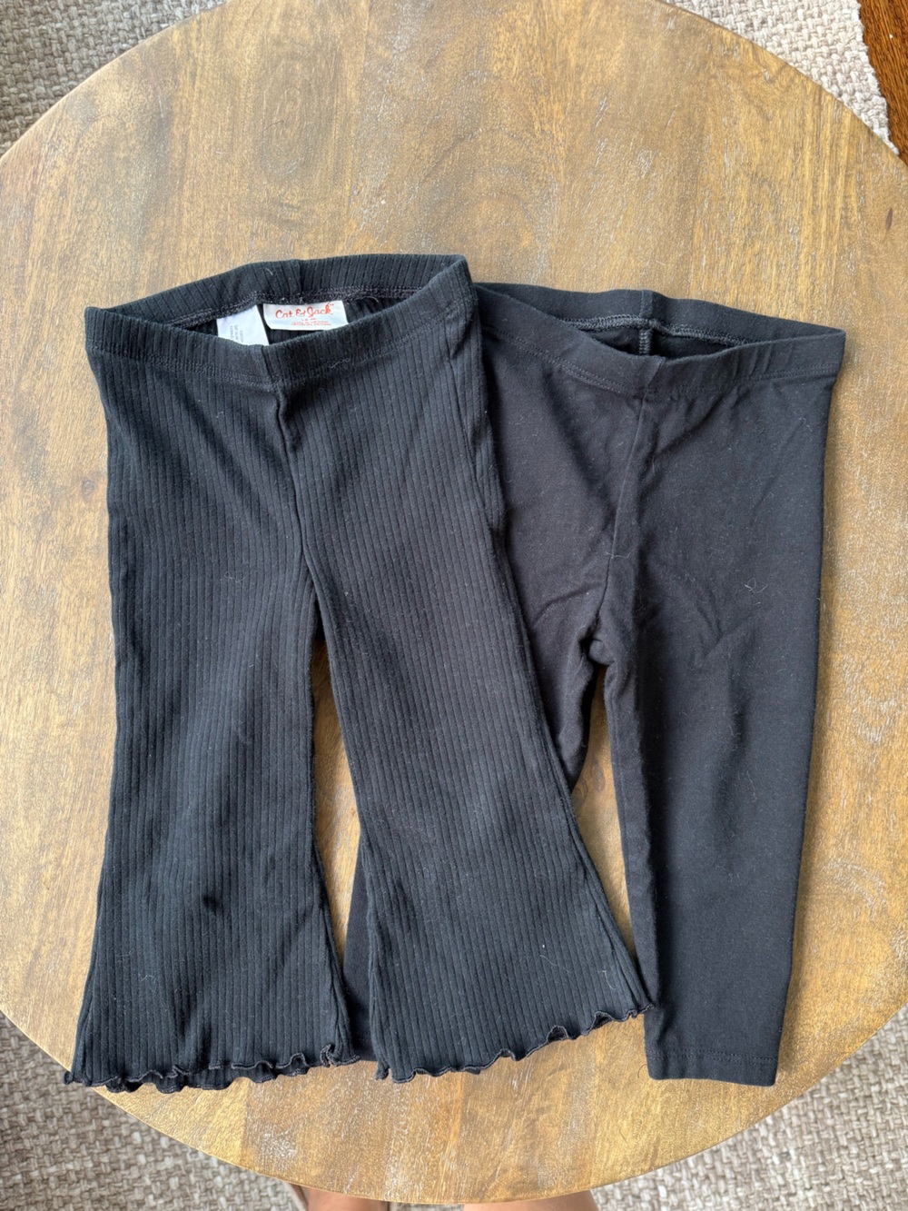 Cat & Jack Black Flair Ribbed Pant and Black Leggings Bundle 18M